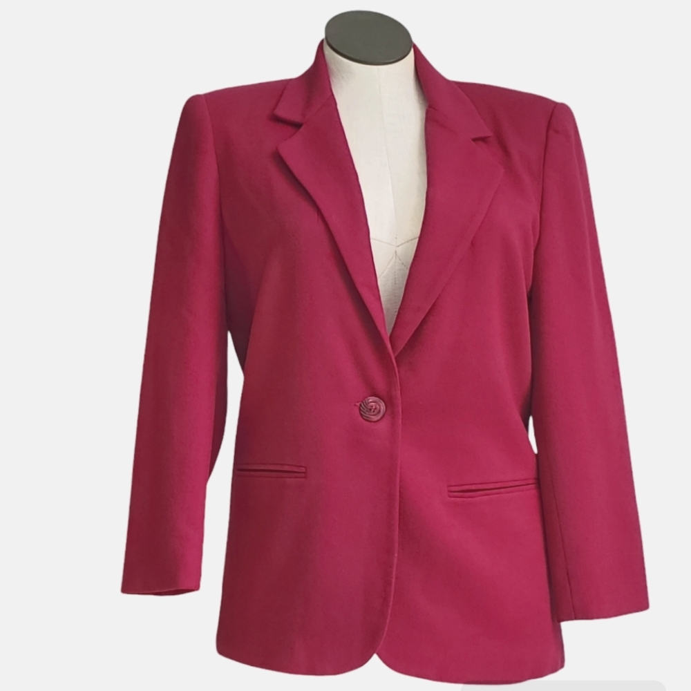 Womens Vintage  Raspberry Sag Harbor wool blazer petite 10